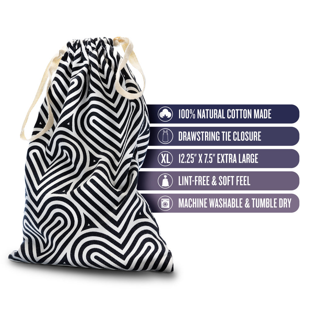 The Collection Embrace - Cotton Sex Toy Storage Bag  Black