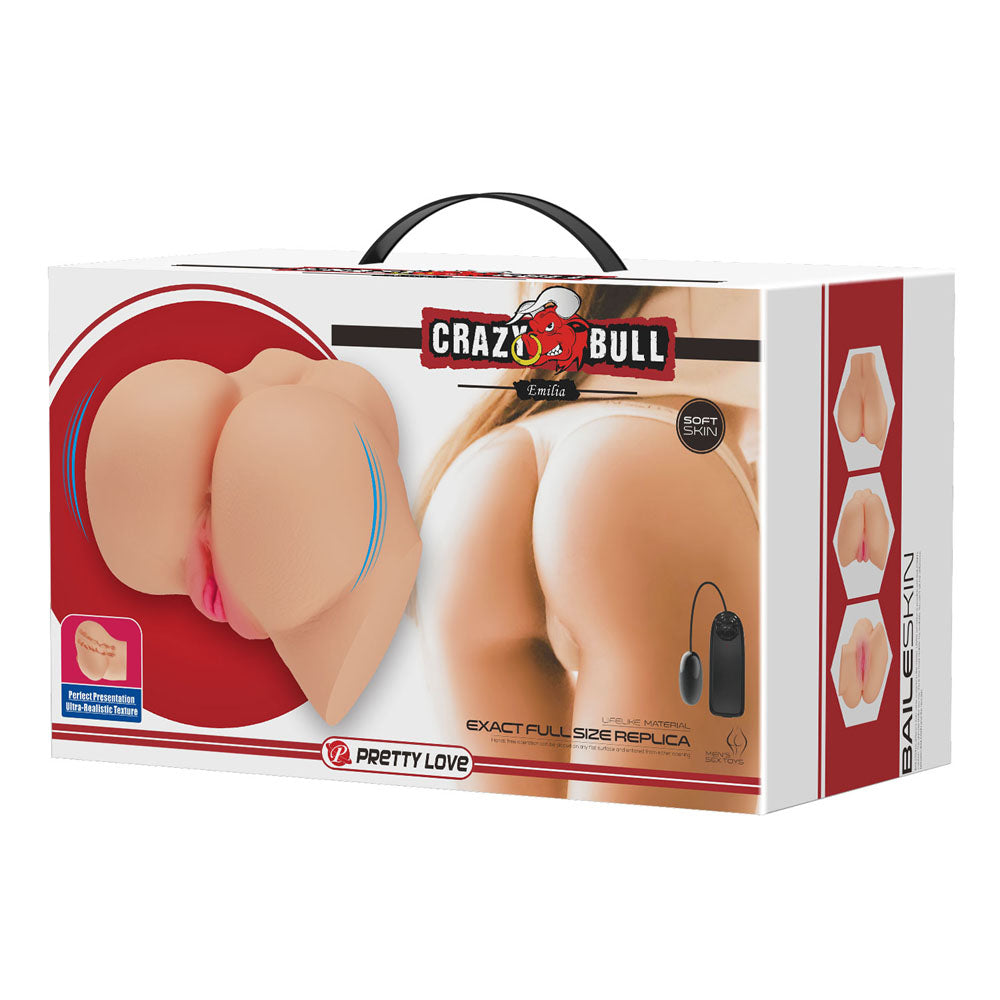 CRAZY BULL EMILIA Vibrating Torso - Flesh Vibrating Torso Masturbator