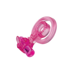 Rechargeable Duo Cock Ring with Clit Tickler Pink
