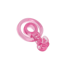 Rechargeable Duo Cock Ring with Clit Tickler Pink