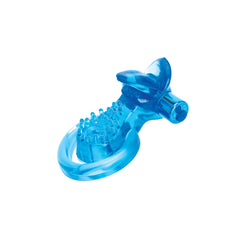 Rechargeable Blue Duo Cock Ring with Clit Tickler