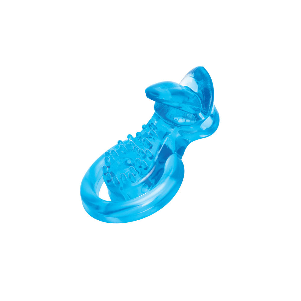 Rechargeable Blue Duo Cock Ring with Clit Tickler