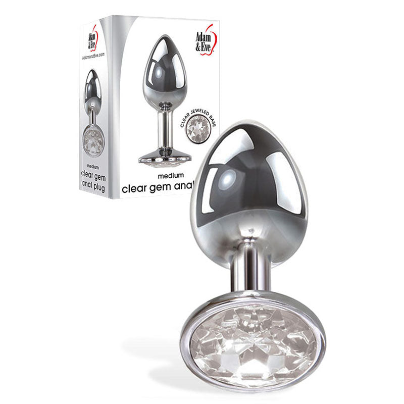 Adam & Eve Clear Gem Anal Butt Plug - Medium