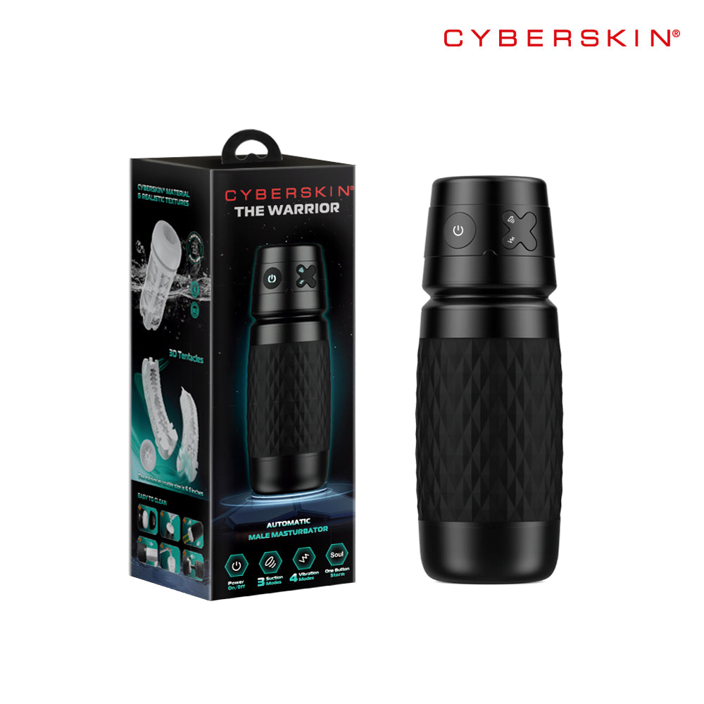 CyberSkin B-Warrior - Black USB Rechargeable Sucking & Vibrating Auto Masturbator
