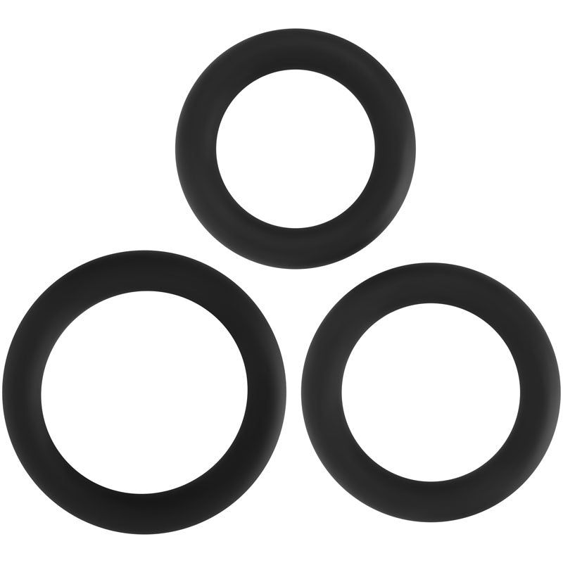 Adam & Eve Silicone Cock Ring Set - Black