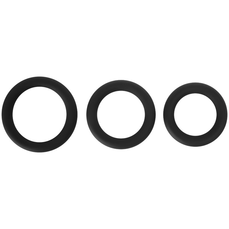 Adam & Eve Silicone Cock Ring Set - Black
