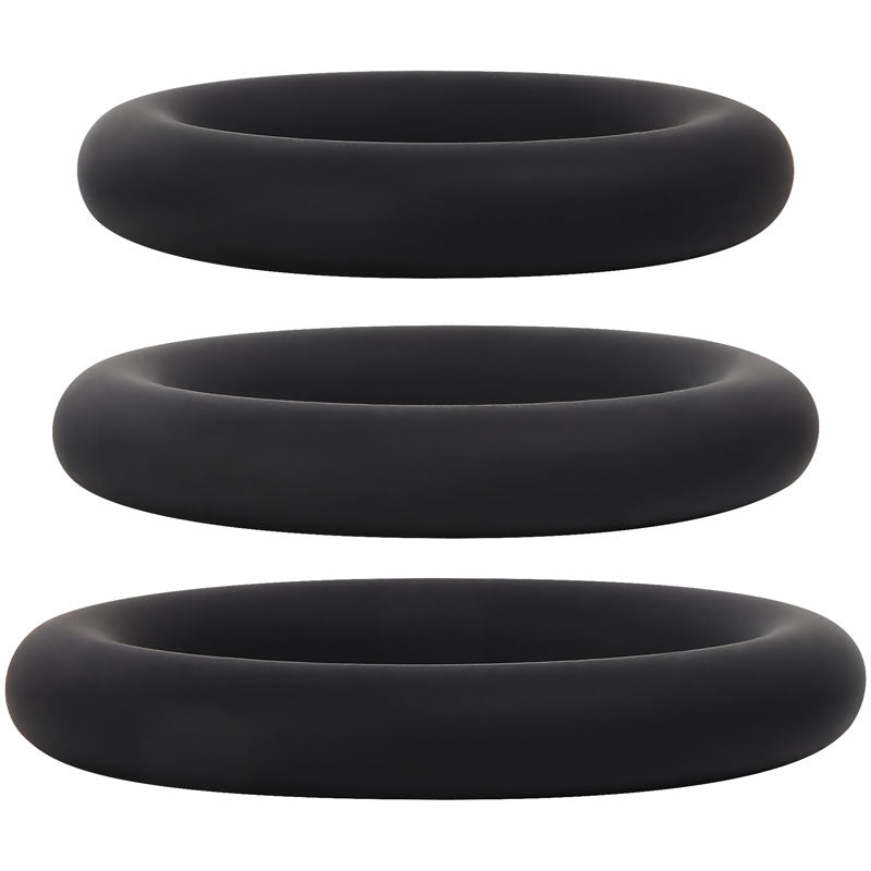 Adam & Eve Silicone Cock Ring Set - Black