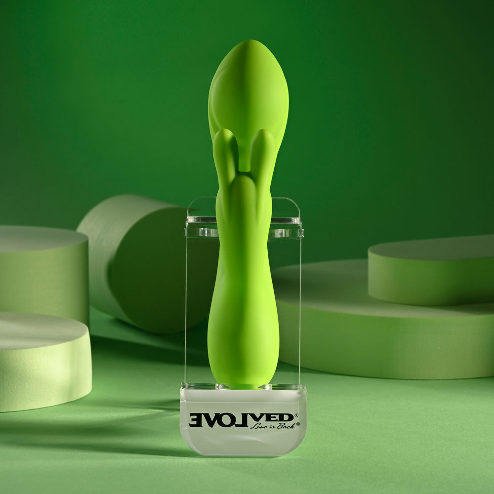 Evolved BRAT BUNNY Rabbit Vibrator - Green 16.2 cm USB Rechargeable