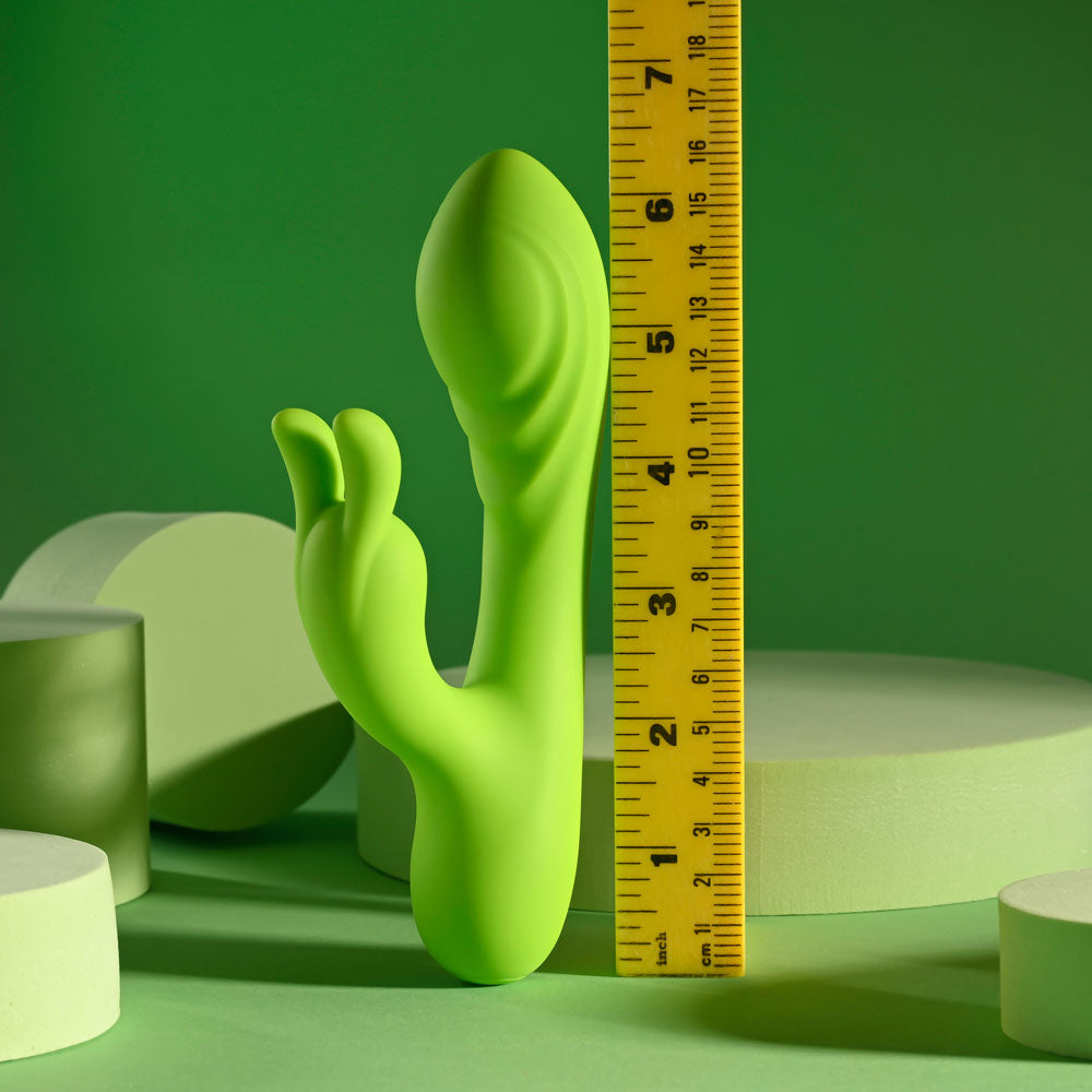 Evolved BRAT BUNNY Rabbit Vibrator - Green 16.2 cm USB Rechargeable