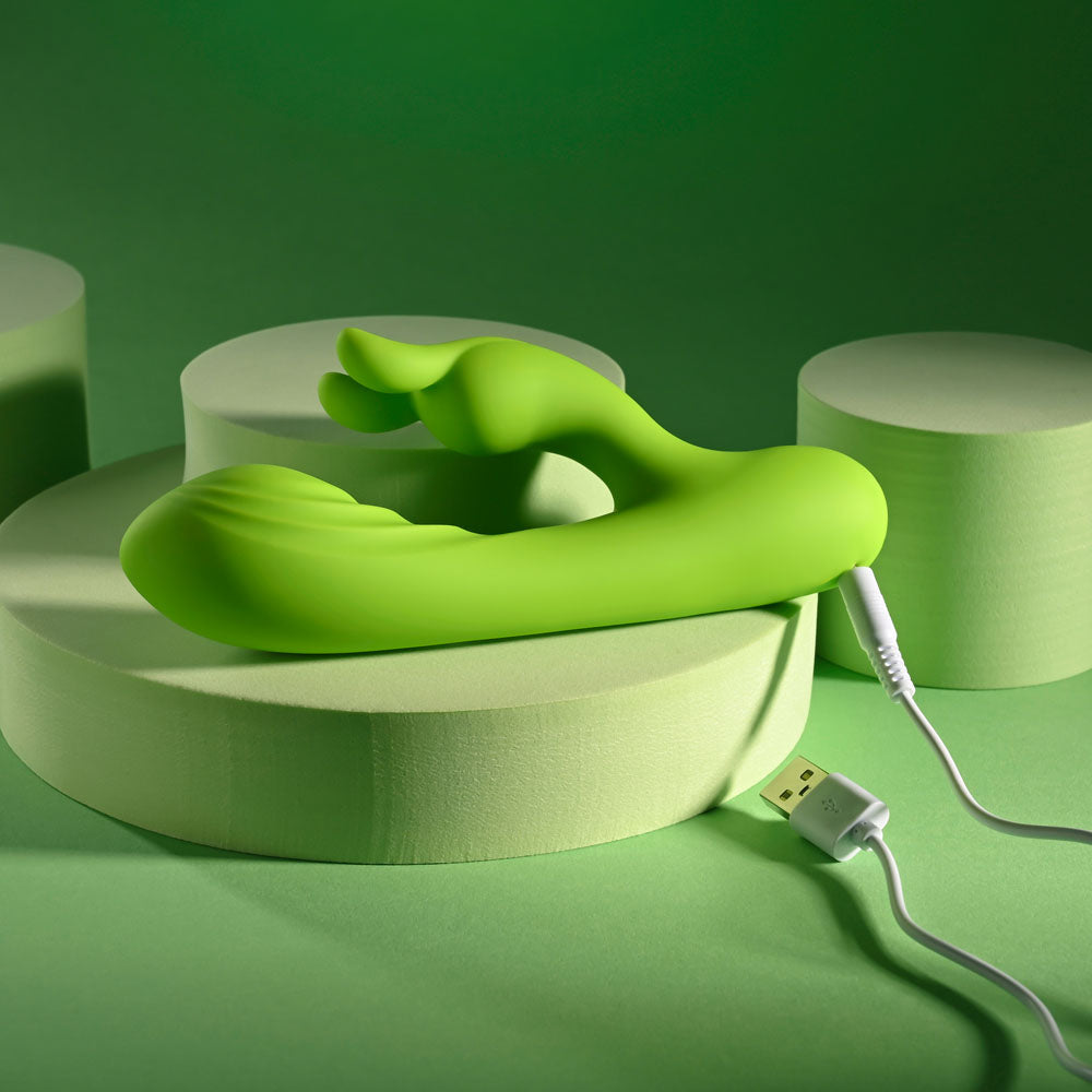 Evolved BRAT BUNNY Rabbit Vibrator - Green 16.2 cm USB Rechargeable