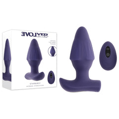 Evolved STARBURST - Purple 10.1 cm USB Rechargeable Vibrating Butt Plug with Wireless Remote