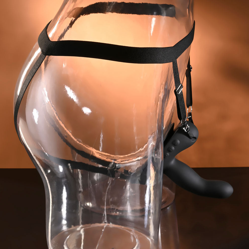 Evolved COME CLOSER - Black USB Rechargeable Vibrating Strap-On with Remote