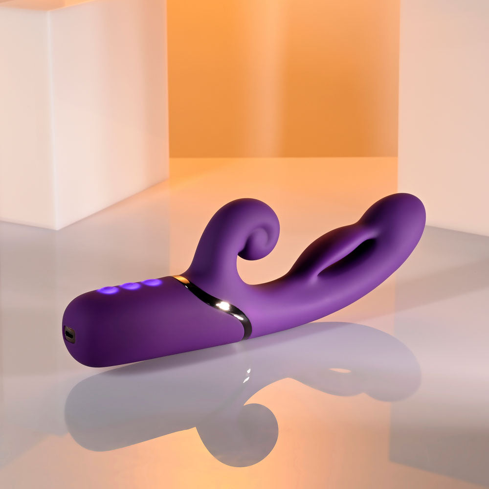 Evolved PLEASURE PUFF Inflatable Rabbit Vibrator - Purple 24.1 cm USB Rechargeable