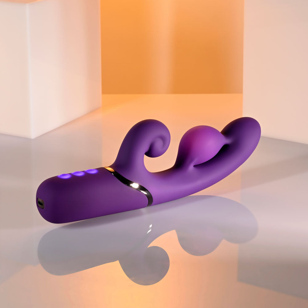 Evolved PLEASURE PUFF Inflatable Rabbit Vibrator - Purple 24.1 cm USB Rechargeable