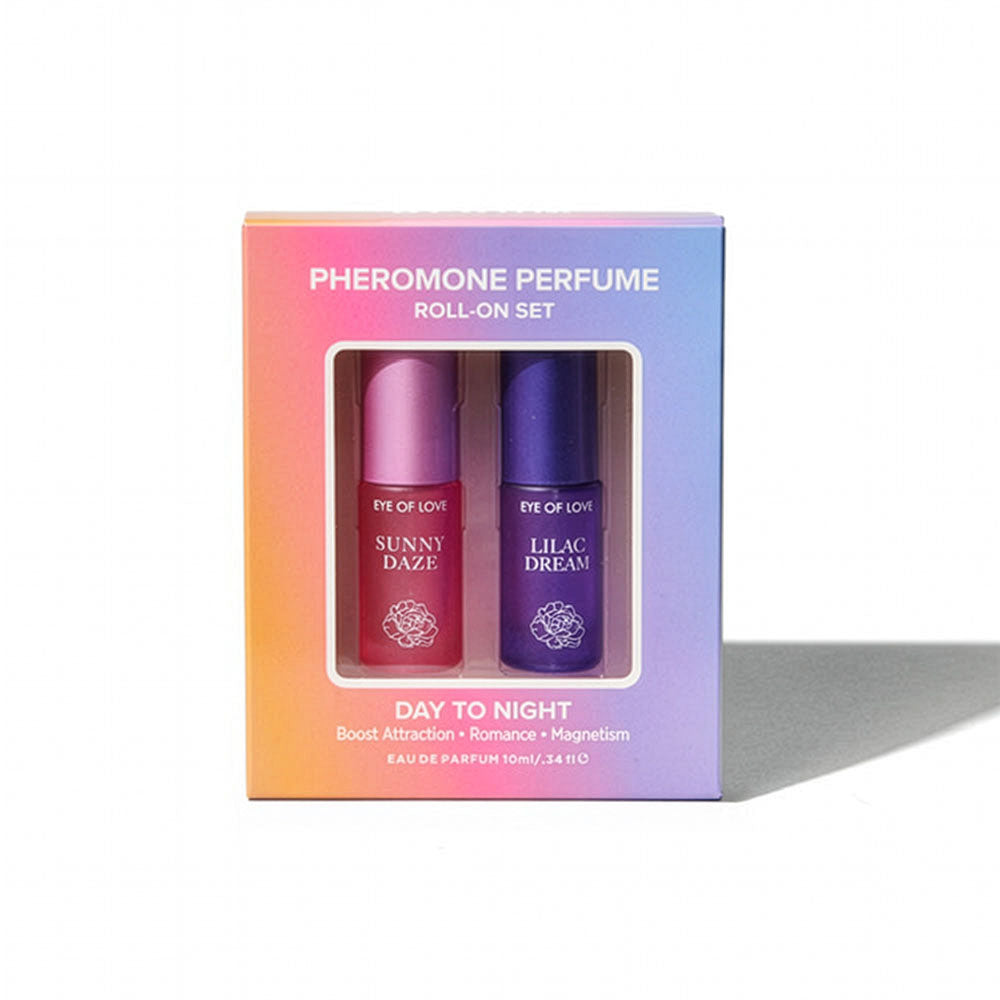 Eye Of Love Love In Bloom Pheromone Perfume Roll-On Set - Day to Night (Sunny Daze & Lilac Dream) Pheromone Perfume Oils for Women to attract Men - 10 ml Roll On Bottles