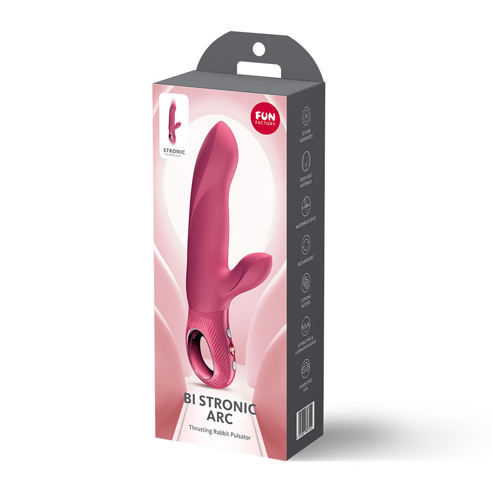 Fun Factory BI STRONIC ARC Raspberry - Raspberry 21.6 cm USB-C Rechargeable Thrusting Vibrator
