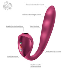 Fun Factory STRONIC PULSE ALLEGRO - Wine Red USB-C Rechargeable Thrusting Vibrator with Air Pulse Stimulator