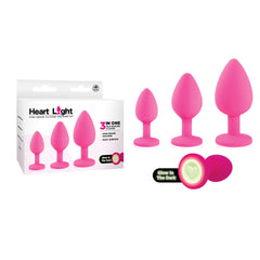 Heart Light Glow In The Dark Butt Plug- Pink