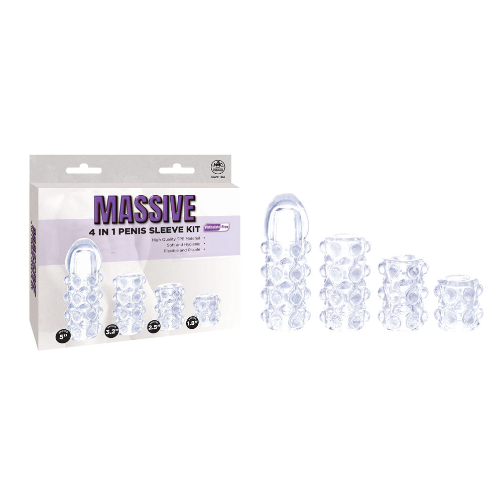 Massive - Clear Penis Sleeves - Set of 4 Styles