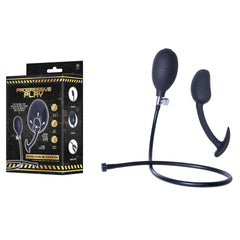 Progressive Play - Inflatable Silicone Anal Plug with Pump - Black 16.5 cm Inflatable Butt Plug