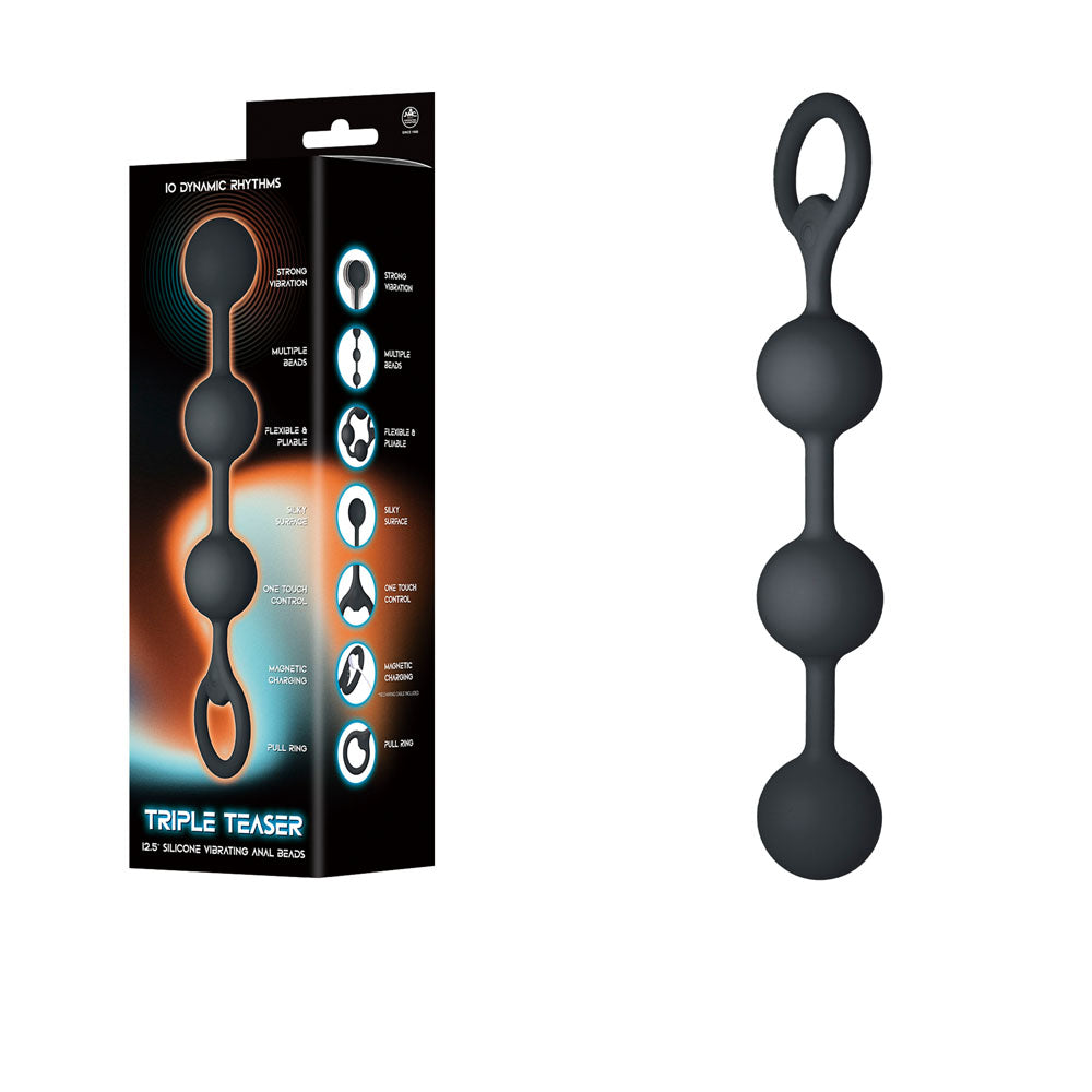 Triple Teaser - Black 29 cm USB Rechargeable Vibrating Anal Beads