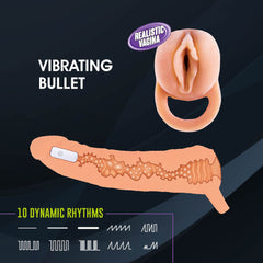 Extendor+ - Flesh 2 Inch Vibrating Penis Extender and Stroker