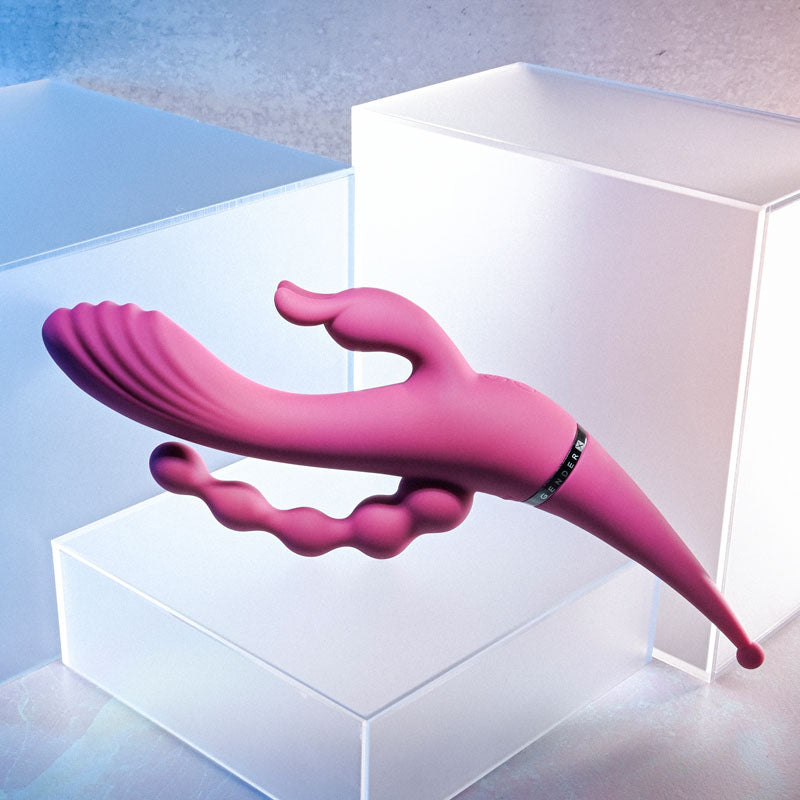 Pink silicone product on a white background