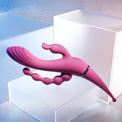Pink silicone product on a white background