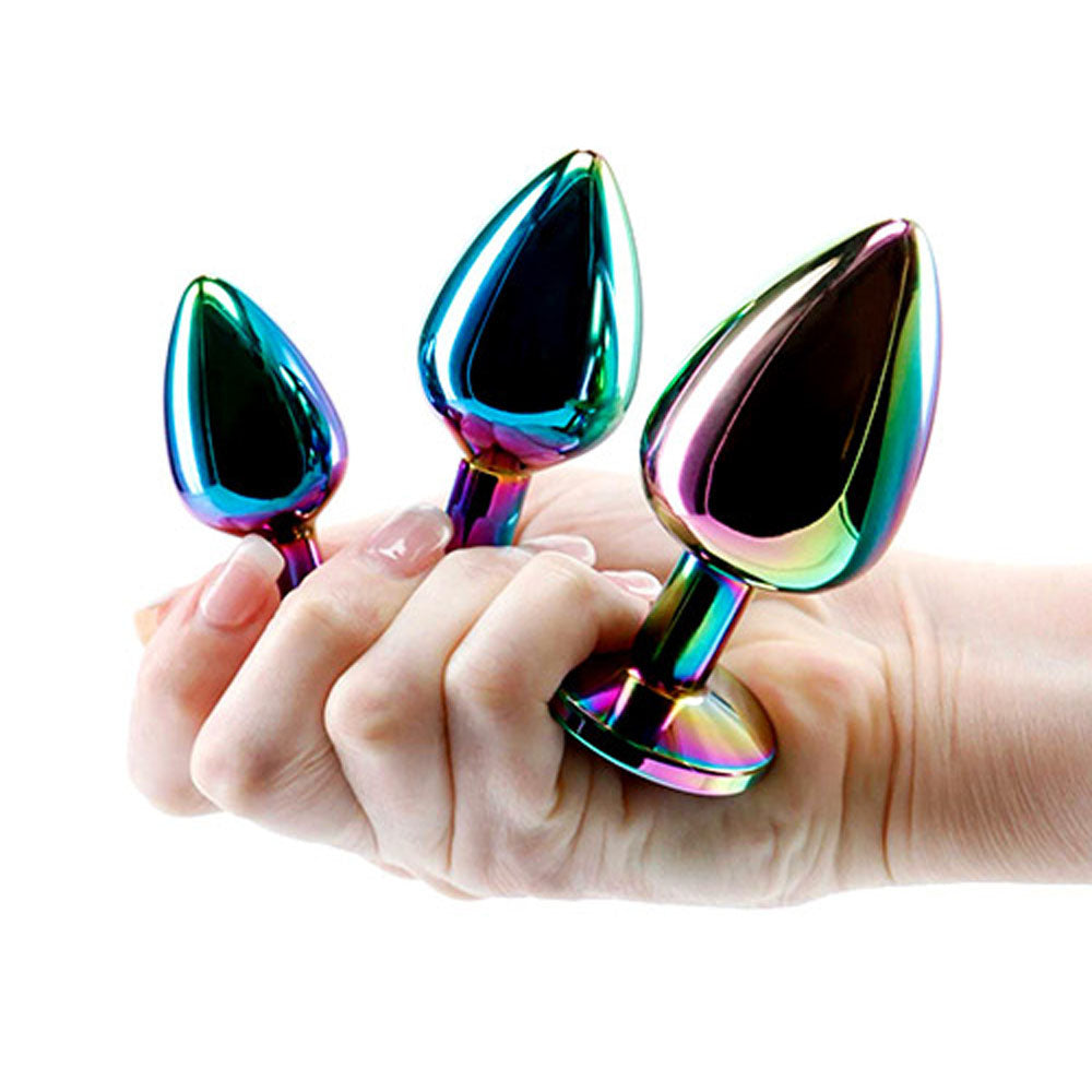 Adam & Eve Rainbow Heart Gem Anal Plug Set – 3 Sizes