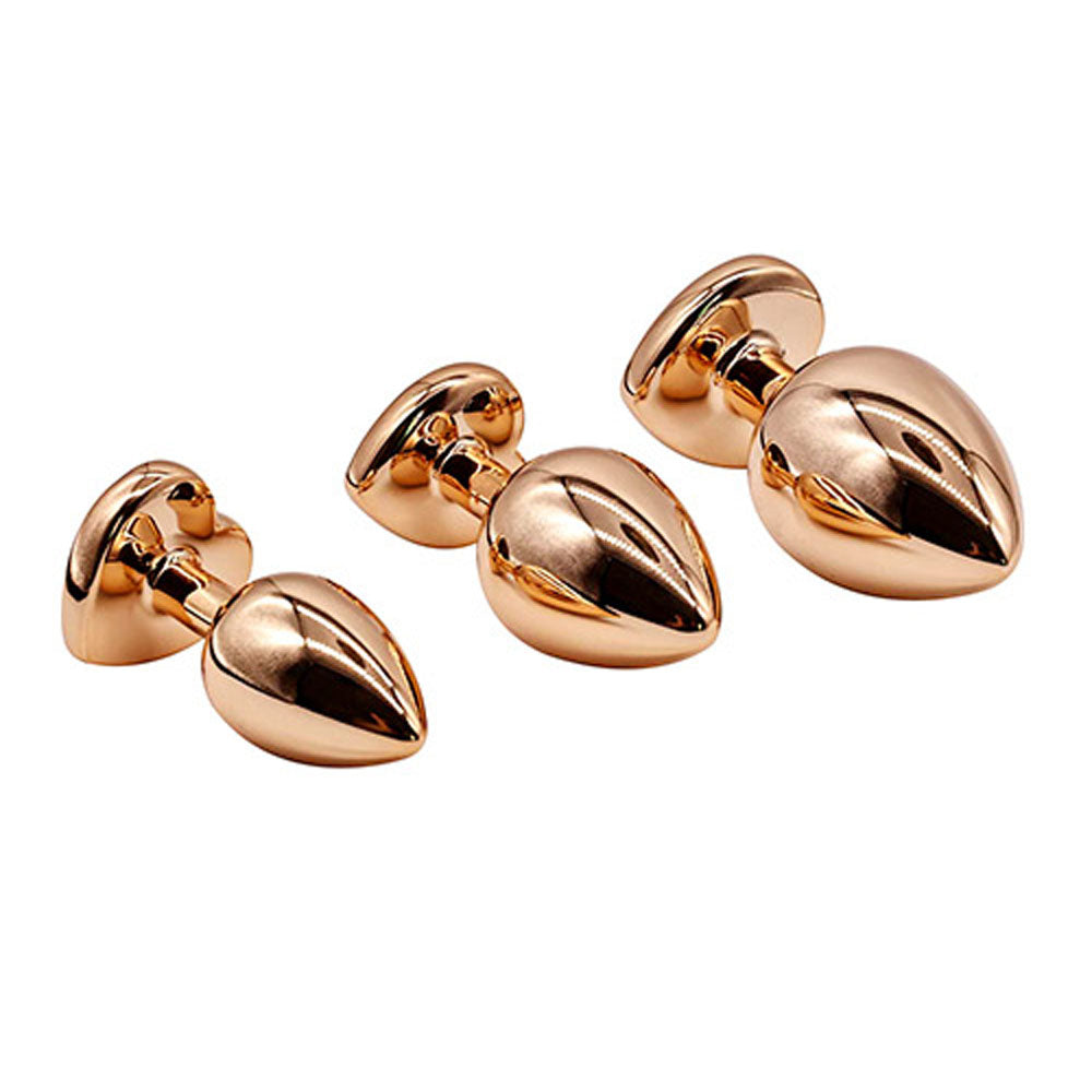 Adam & Eve ROSE GOLD HEART GEM ANAL PLUG SET - 3 Sizes