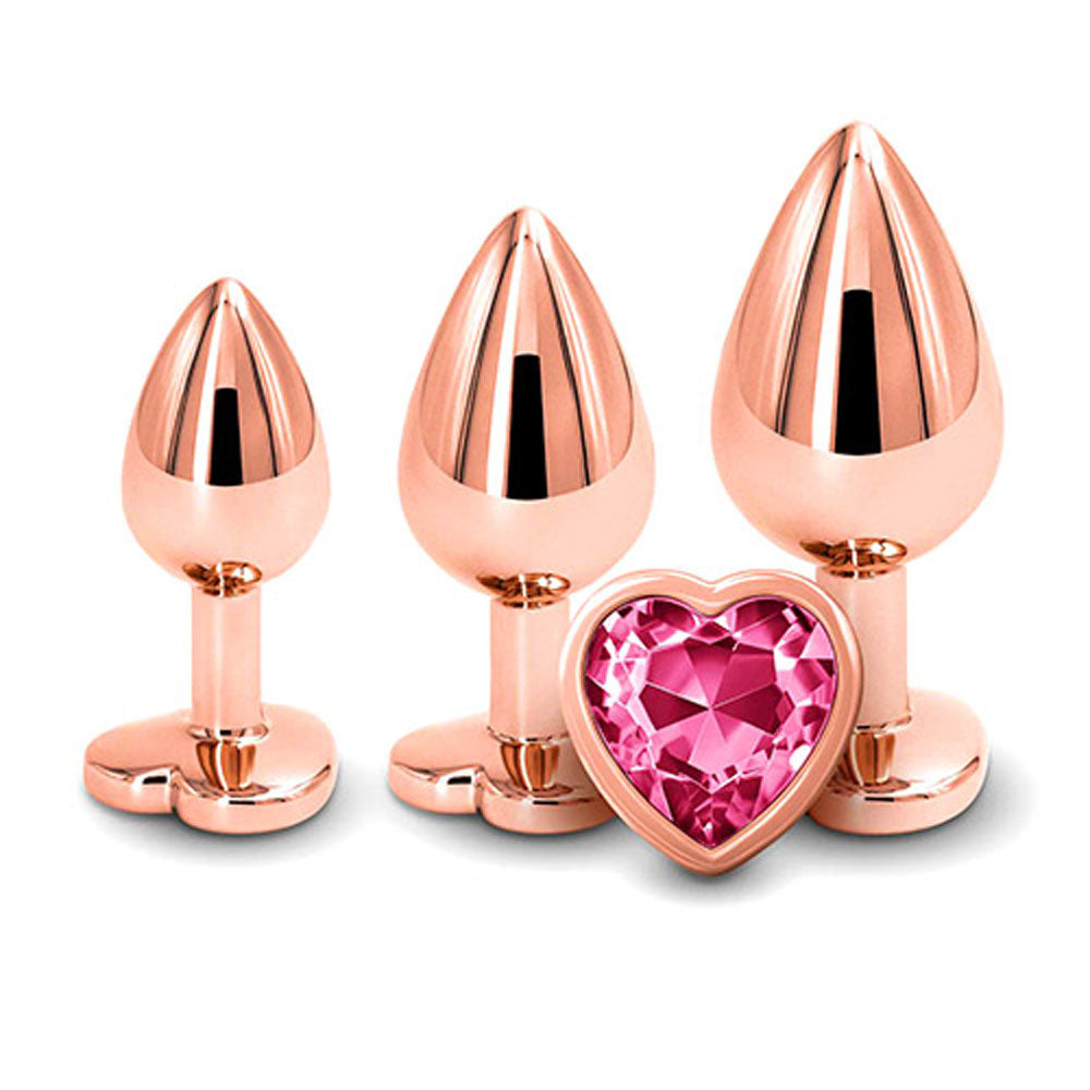 Adam & Eve ROSE GOLD HEART GEM ANAL PLUG SET - 3 Sizes