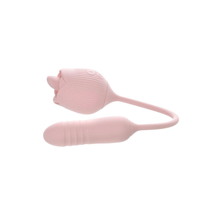 Adam & Eve THRUST & TICKLE Rose Vibrator with Thrusting Bullet Pink