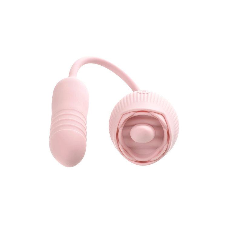 Adam & Eve THRUST & TICKLE Rose Vibrator with Thrusting Bullet Pink