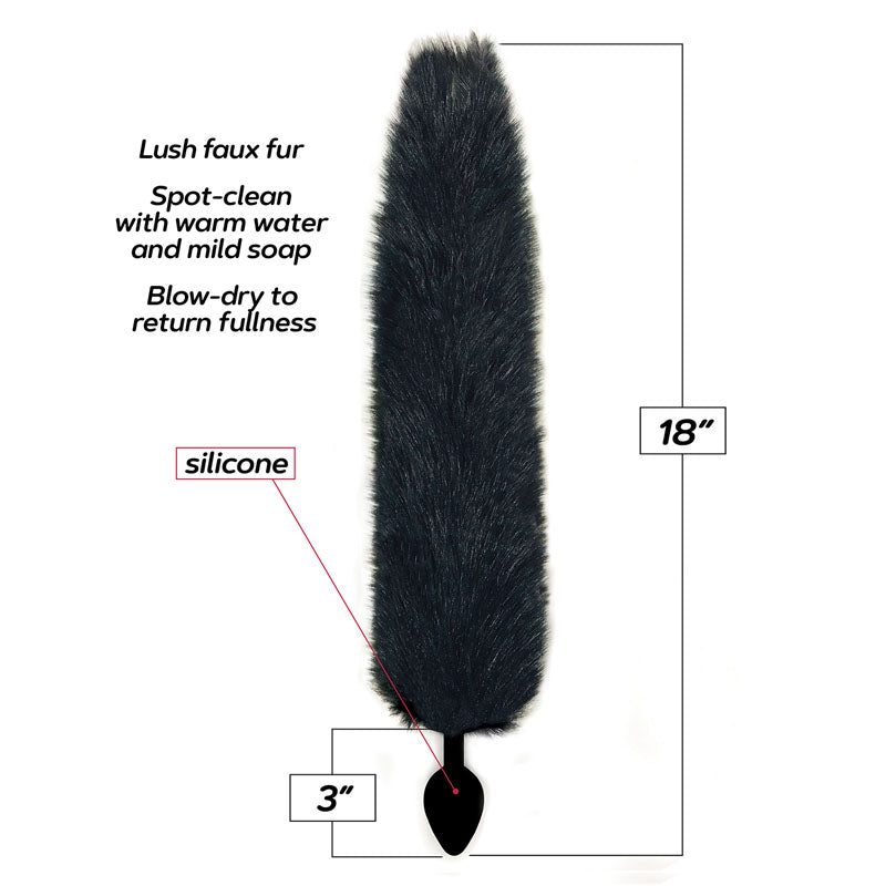 Foxy Fox Tail Silicone Butt Plug Black