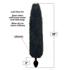 Foxy Fox Tail Silicone Butt Plug Black