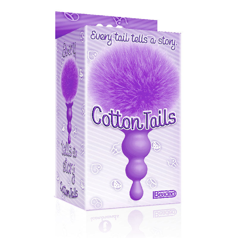 The 9's Cottontails Butt Plug , Beaded, Purple