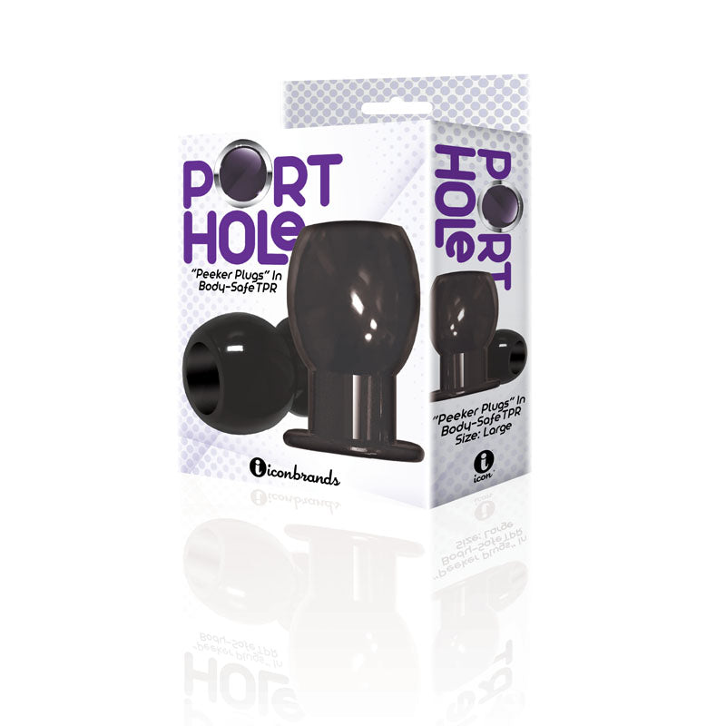 The 9's Port Hole Hollow Butt Plug - Black