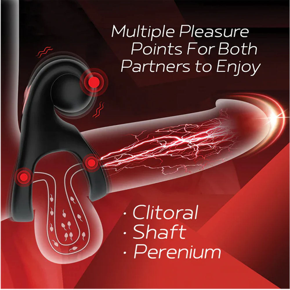 Red Dot Rings - V2 - Black Vibrating Cock & Ball Ring with Remote