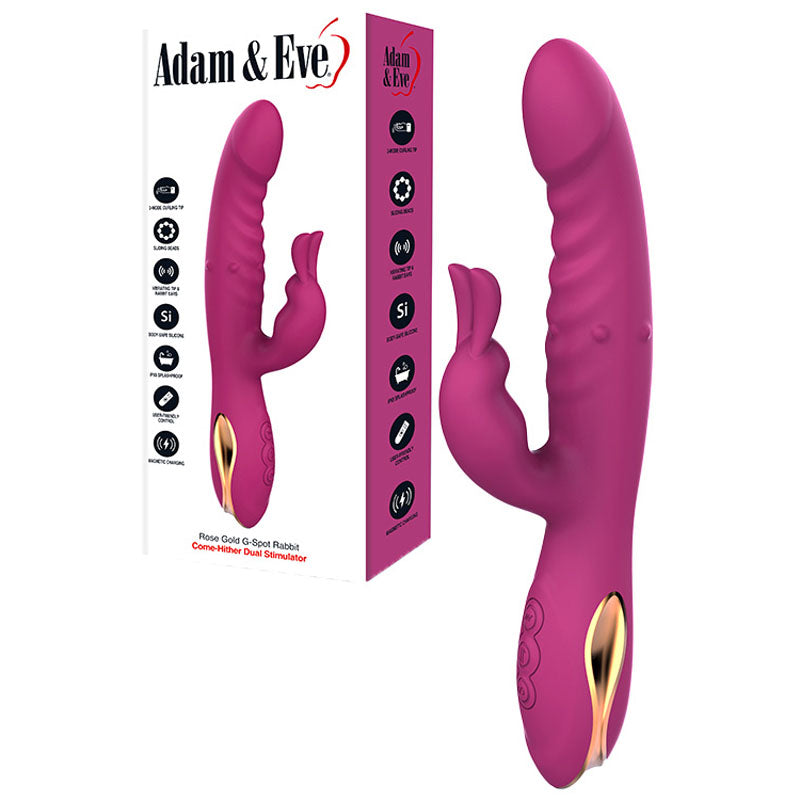 Adam & Eve ROSE GOLD G-SPOT RABBIT VIBRATOR with Flicking Tip - Purple
