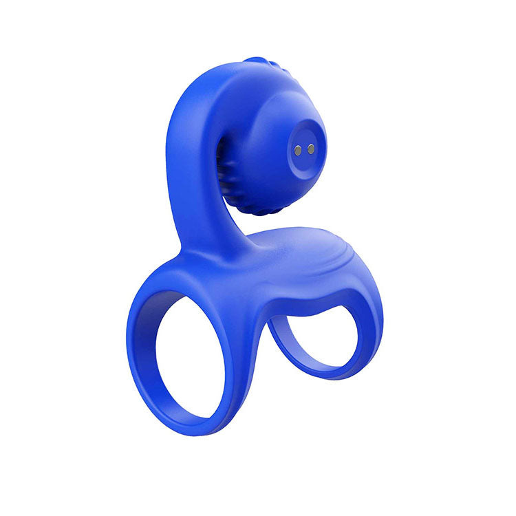 Adam & Eve ROCKIN & ROLLIN SNAIL - Blue Vibrating Couples Cock Ring Cage