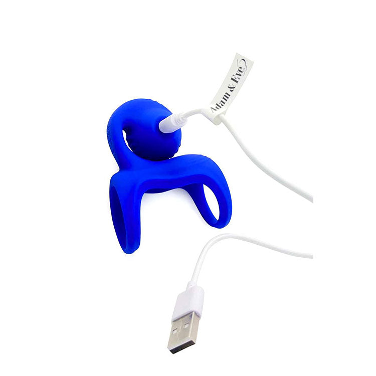 Adam & Eve ROCKIN & ROLLIN SNAIL - Blue Vibrating Couples Cock Ring Cage