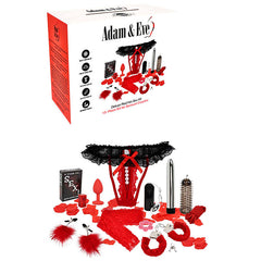 Sex toy set with 'Adam & Eve' packaging on a white background