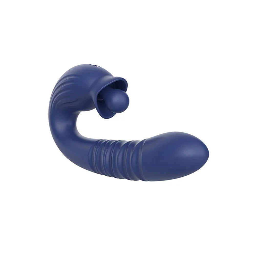 Adam & Eve THE BIG BALLER - Navy Blue 18.8 cm USB Rechargeable Thrusting Rabbit Vibrator