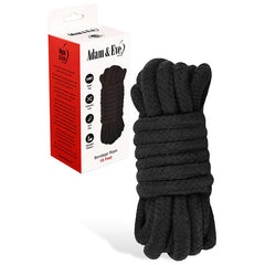 Black bondage rope with packaging on a white background