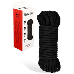 Black bondage rope with packaging on a white background