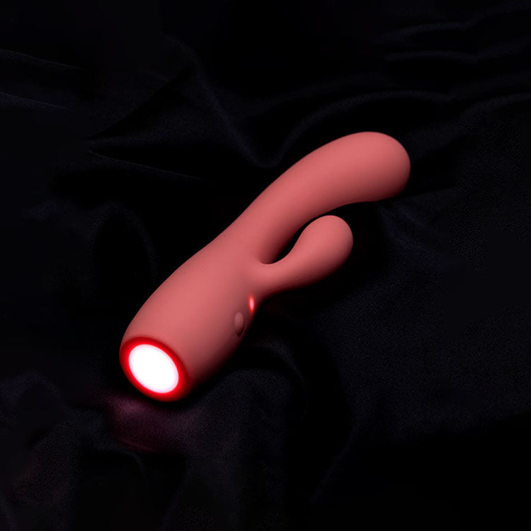 Adam & Eve GROOVY GLOW-UPS Curvie - Red 17.8 cm USB Rechargeable Rabbit Vibrator