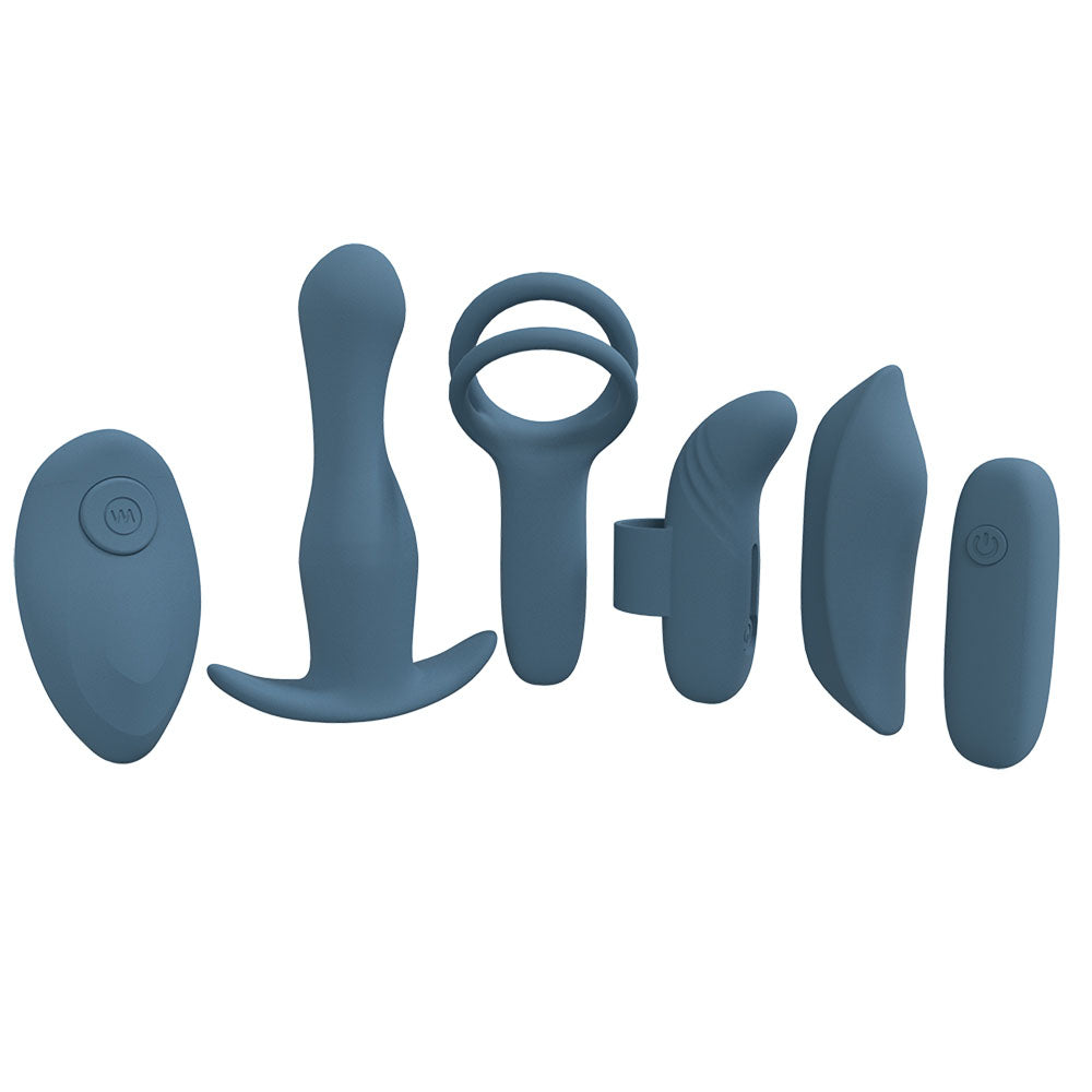 LOVELINE Supreme Weekend Bullet Vibrator and Cock Ring Kit - Blue