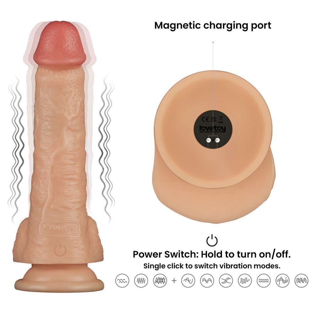 8 Inch Power Basics - Flesh 20 cm USB Rechargeable Vibrating Dong