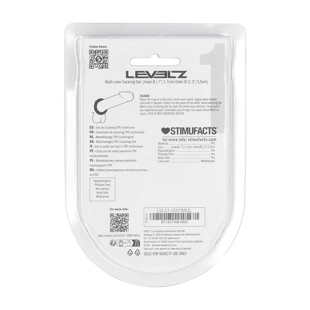 LEVELZ Multicolour Cock Ring Set - Coloured 4 Pack