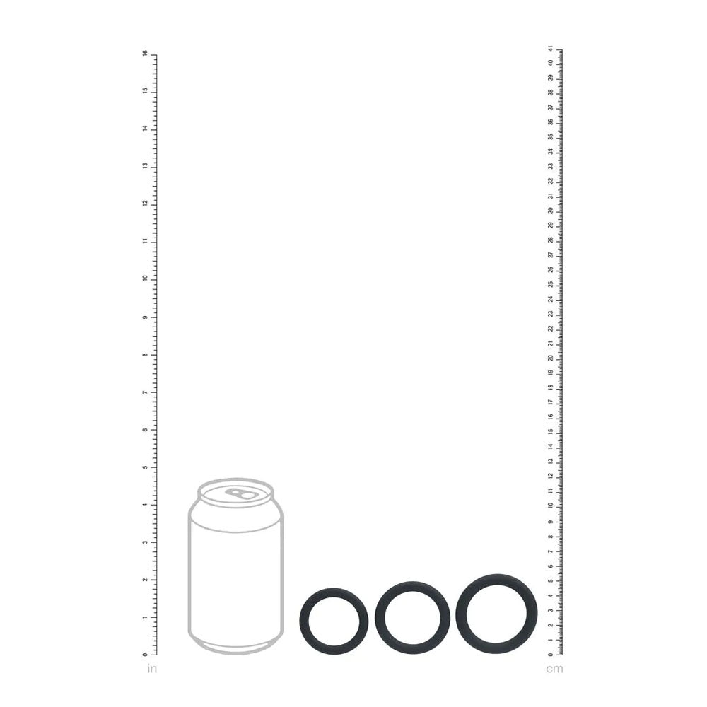 LEVELZ Classic Silicone Cock Ring Set - L/XL/XXL - Black